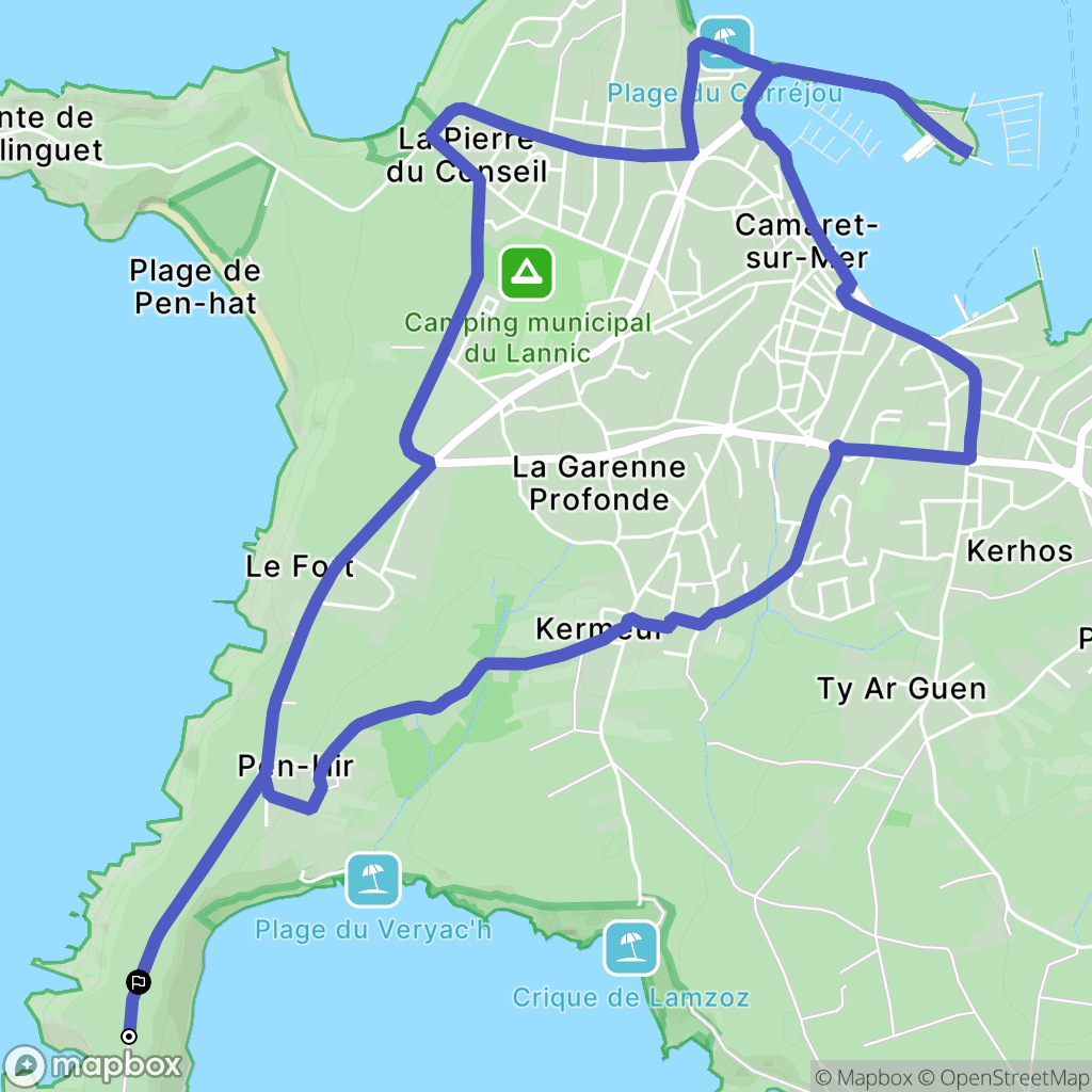 Camaret-sur-Mer : carte du parcours de randonnée - France