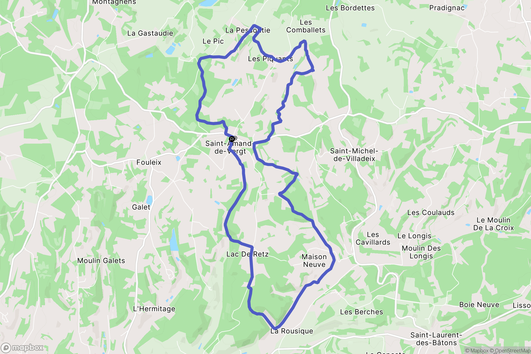 Saint-Amand-de-Vergt : carte du parcours de randonnée - France