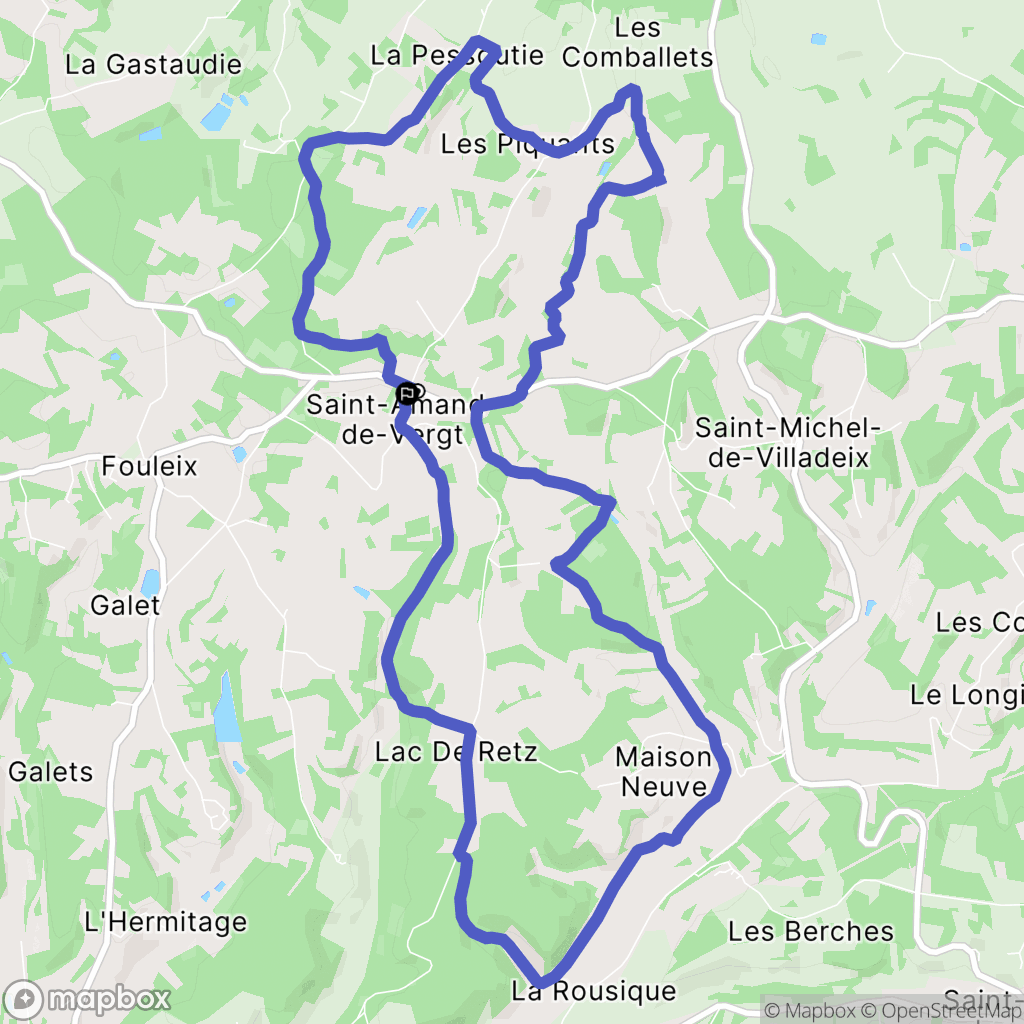Saint-Amand-de-Vergt : carte du parcours de randonnée - France