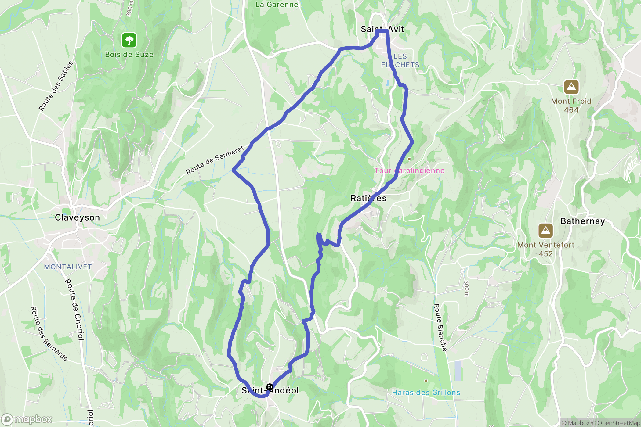 Claveyson : carte du parcours de randonnée - France