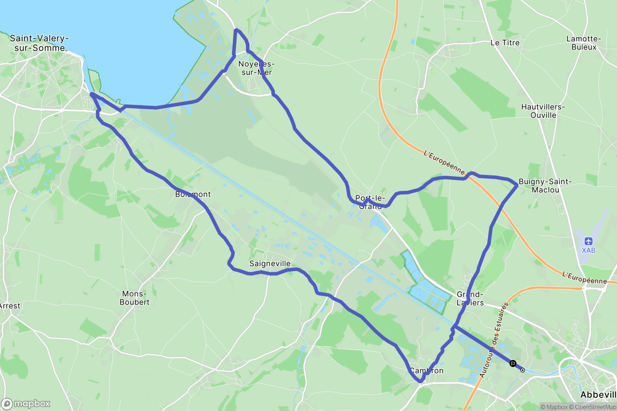 Abbeville : carte du parcours de randonnée - France
