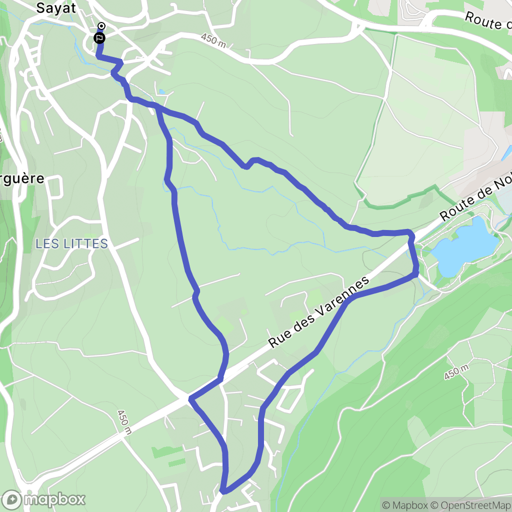 Sayat : carte du parcours de randonnée - France