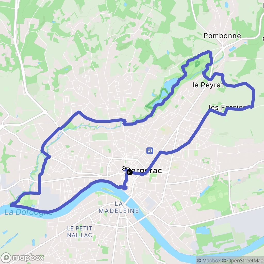 Bergerac : carte du parcours de randonnée - France