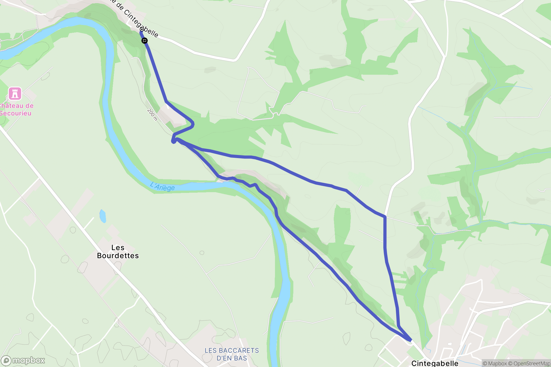 Cintegabelle : carte du parcours de randonnée - France