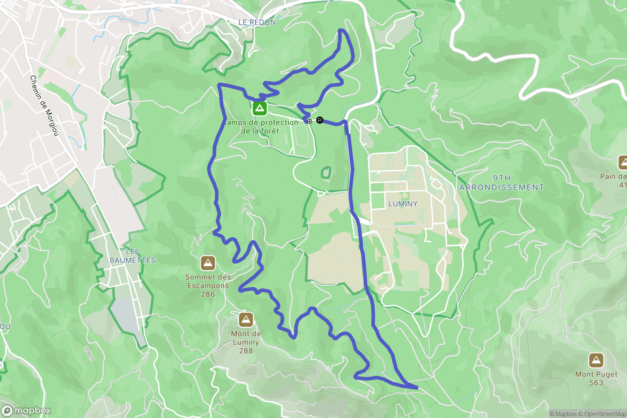 Marseille : carte du parcours de randonnée - France