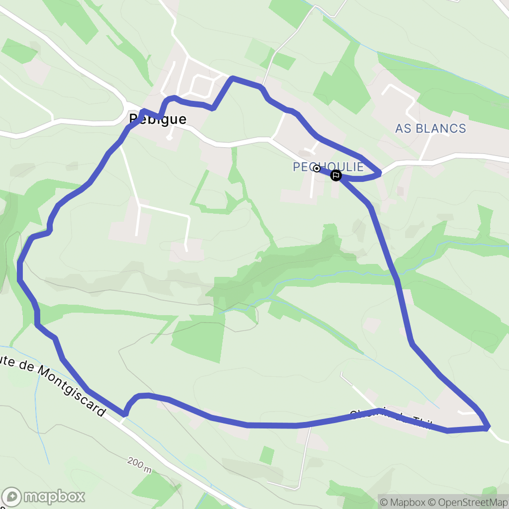 Rebigue : carte du parcours de randonnée - France