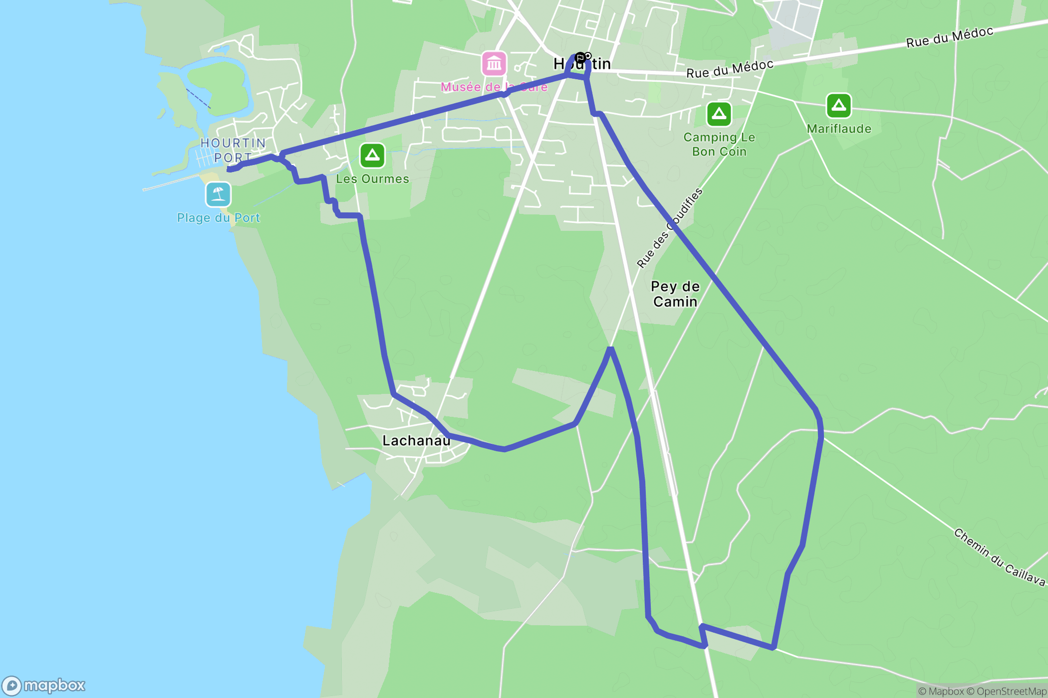 Hourtin : carte du parcours de randonnée - France