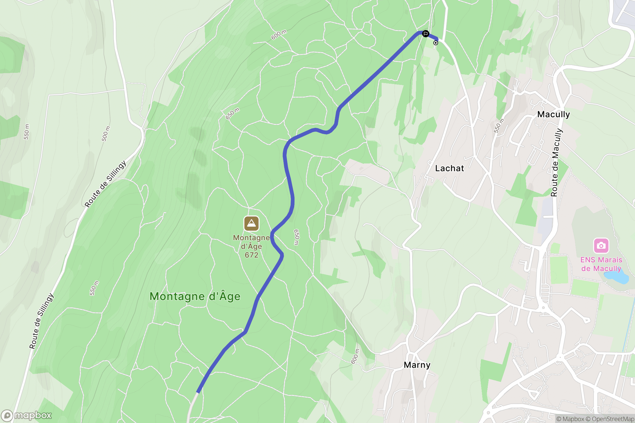 Poisy : carte du parcours de randonnée - France