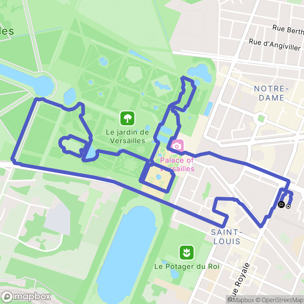 Versailles : carte du parcours de randonnée - France