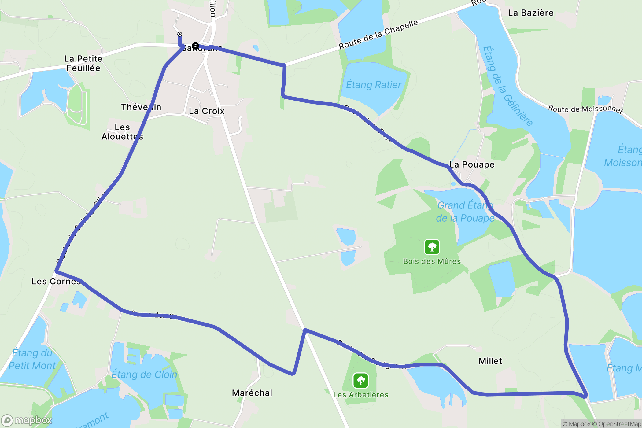 Sandrans : carte du parcours de randonnée - France