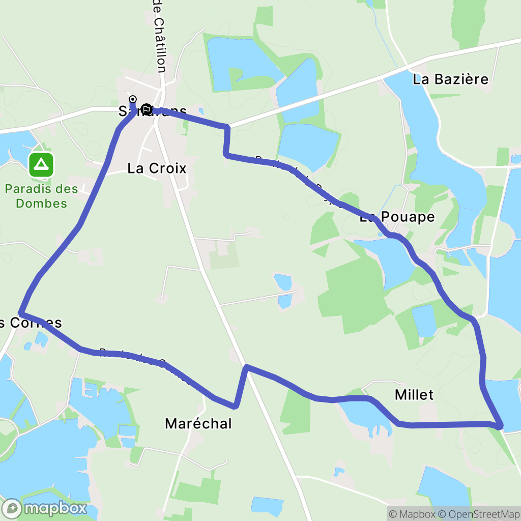 Sandrans : carte du parcours de randonnée - France