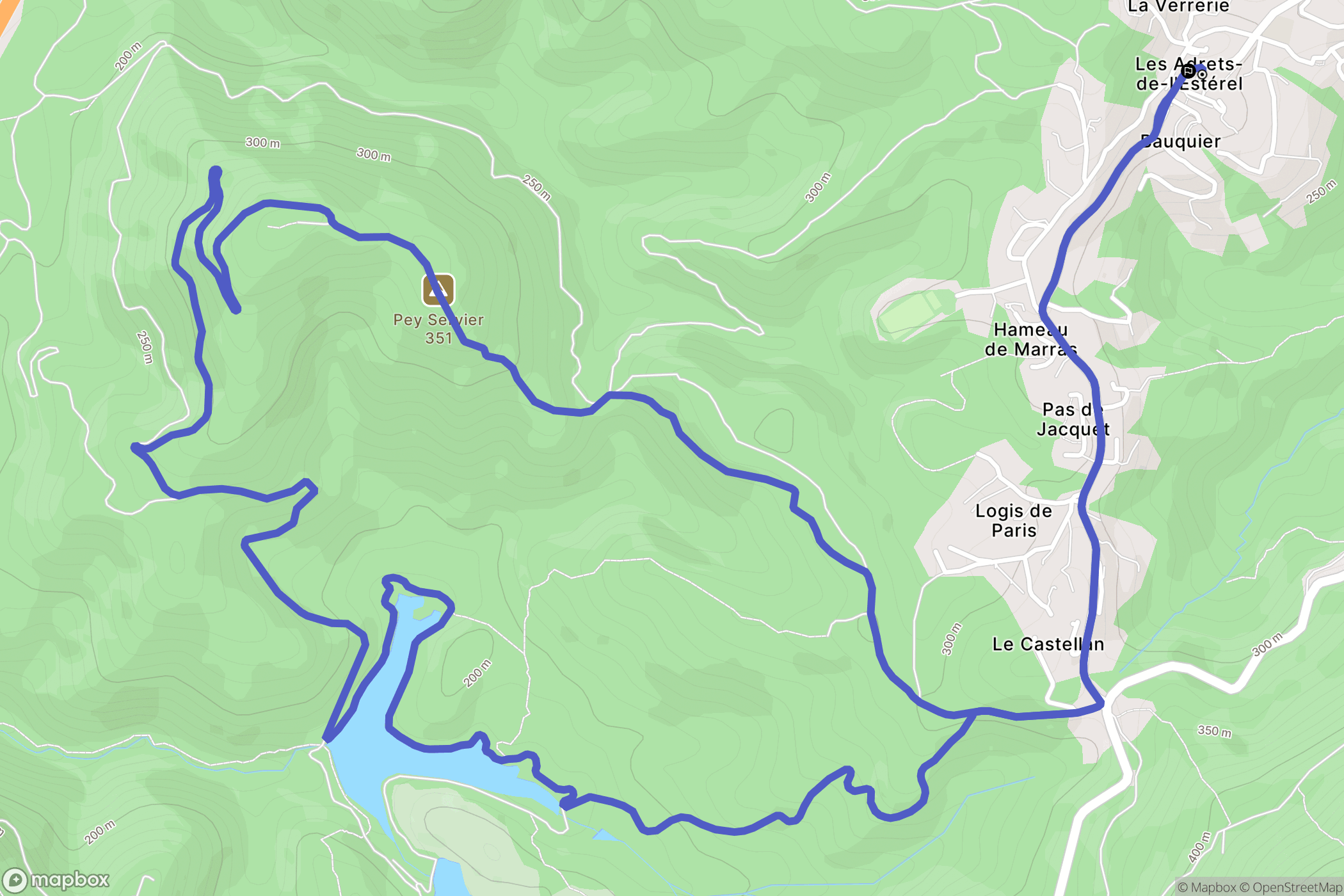 Les Adrets-de-l'Estérel : carte du parcours de randonnée - France