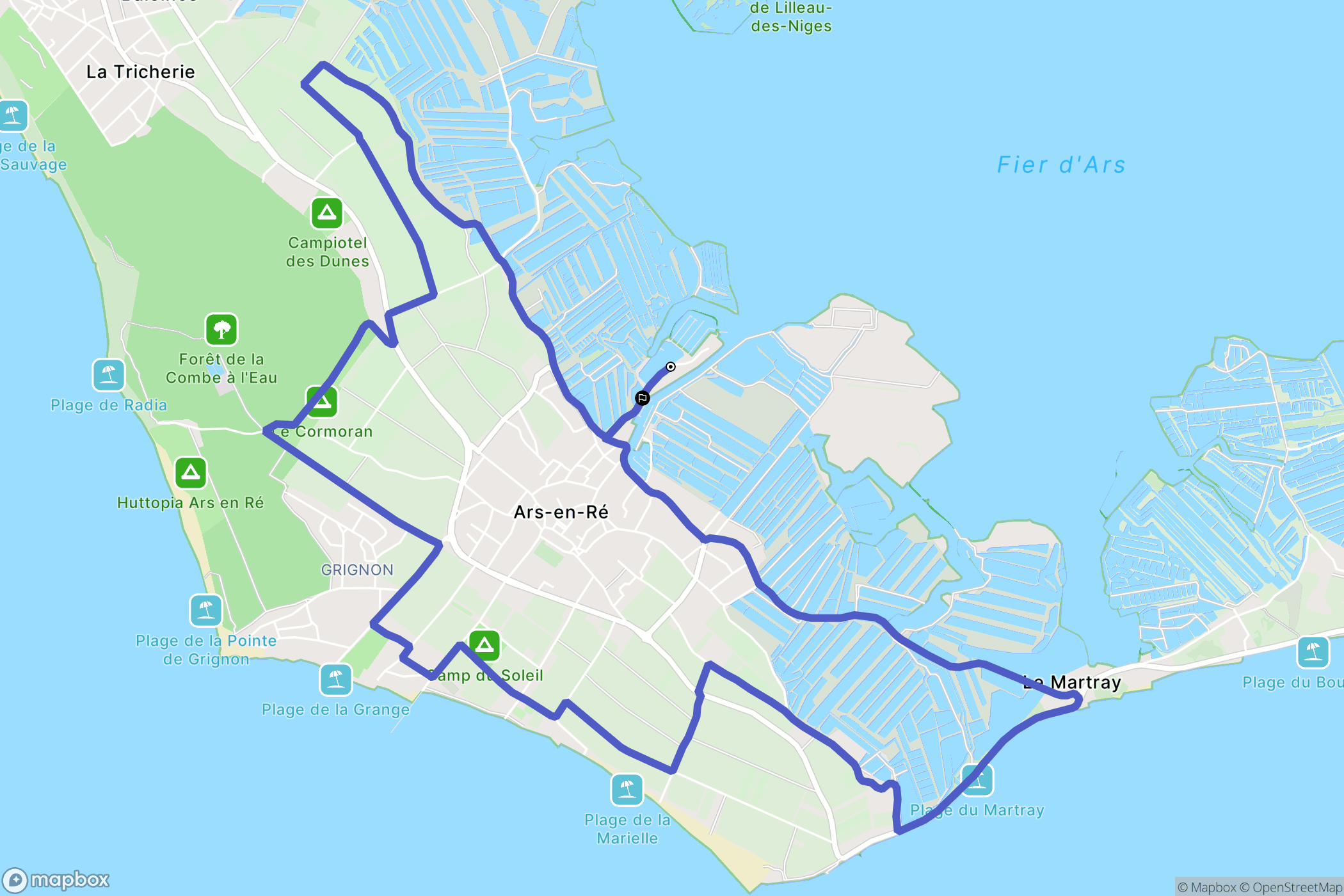 Ars-en-Ré : carte du parcours de randonnée - France