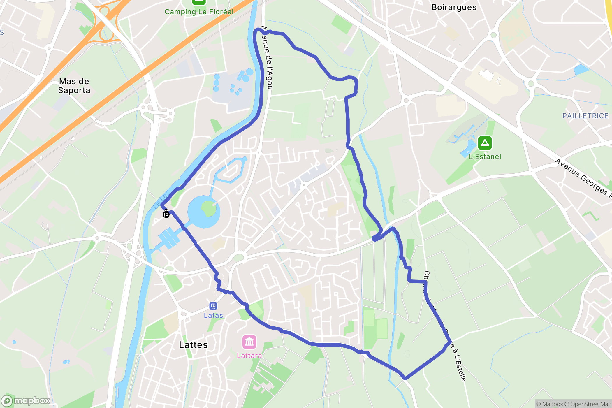 Lattes : carte du parcours de randonnée - France