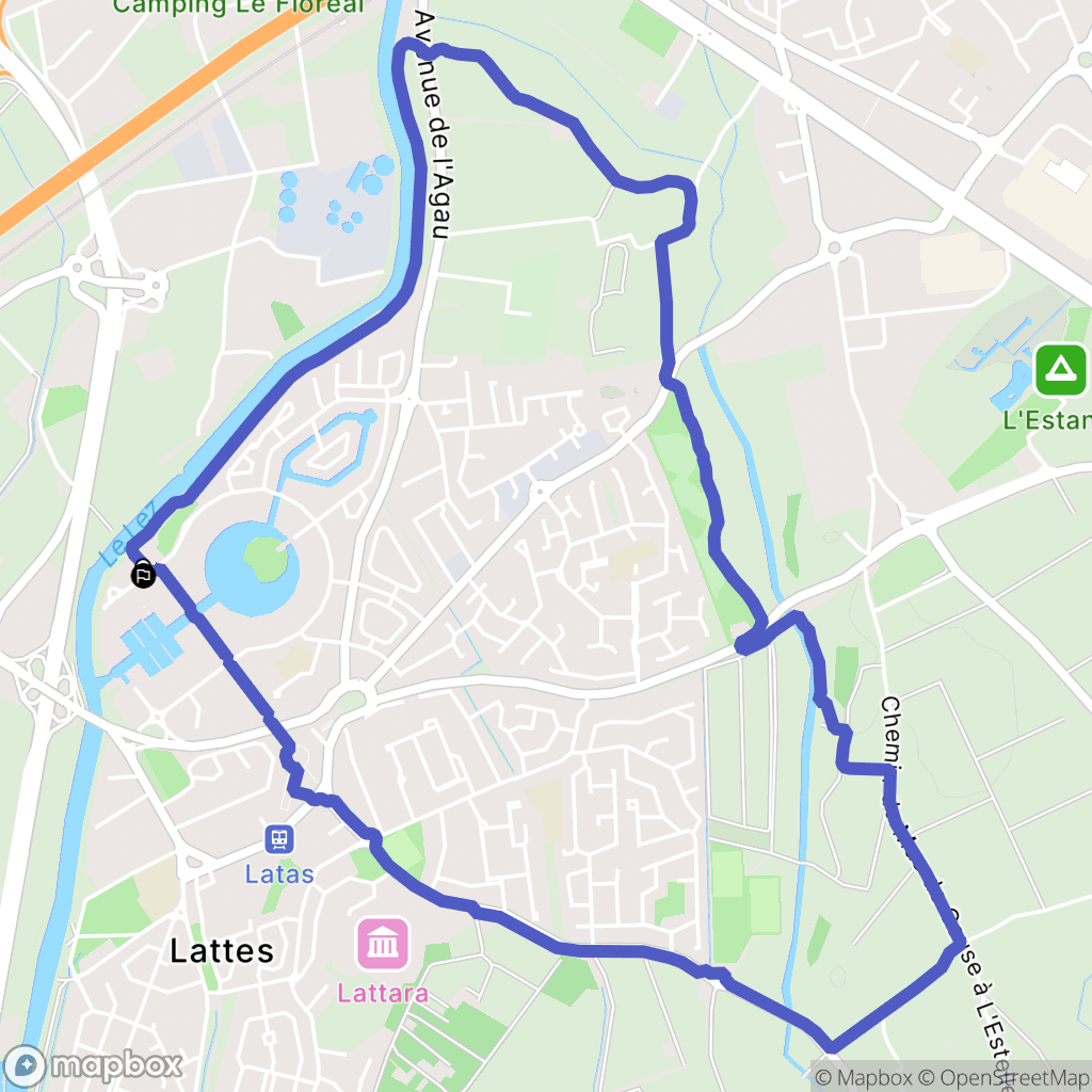 Lattes : carte du parcours de randonnée - France