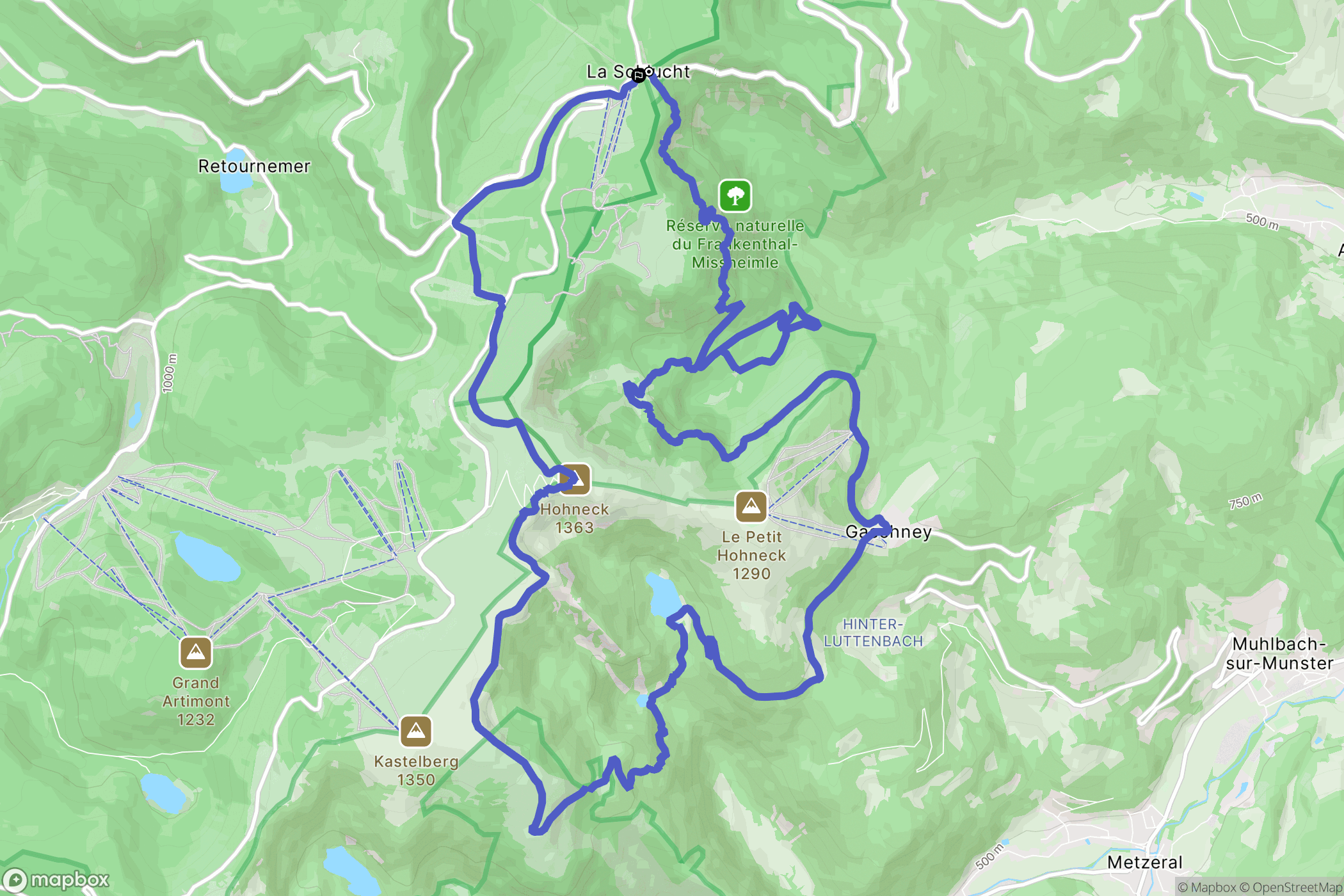 Le Valtin : carte du parcours de randonnée - France