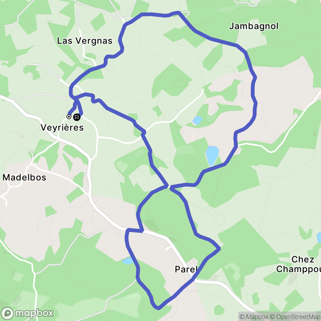 Veyrières : carte du parcours de randonnée - France