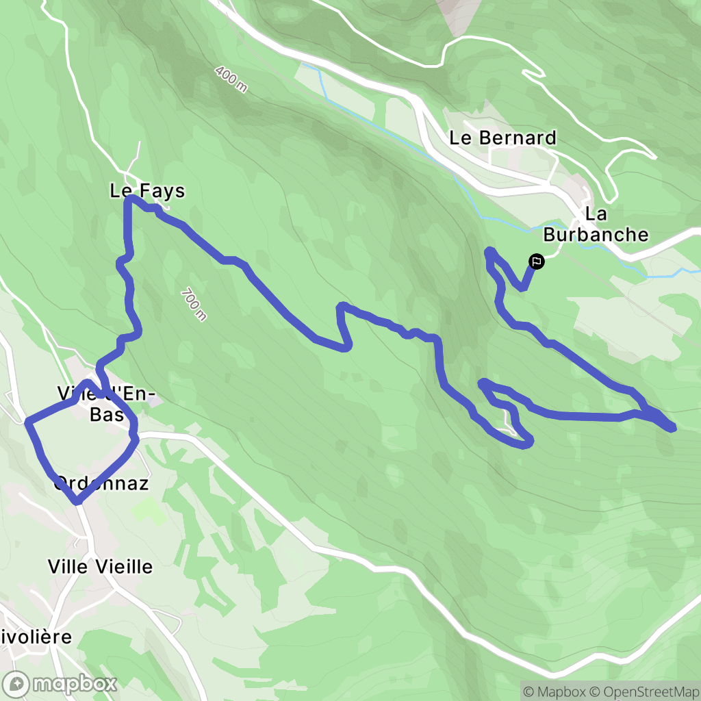 La Burbanche : carte du parcours de randonnée - France