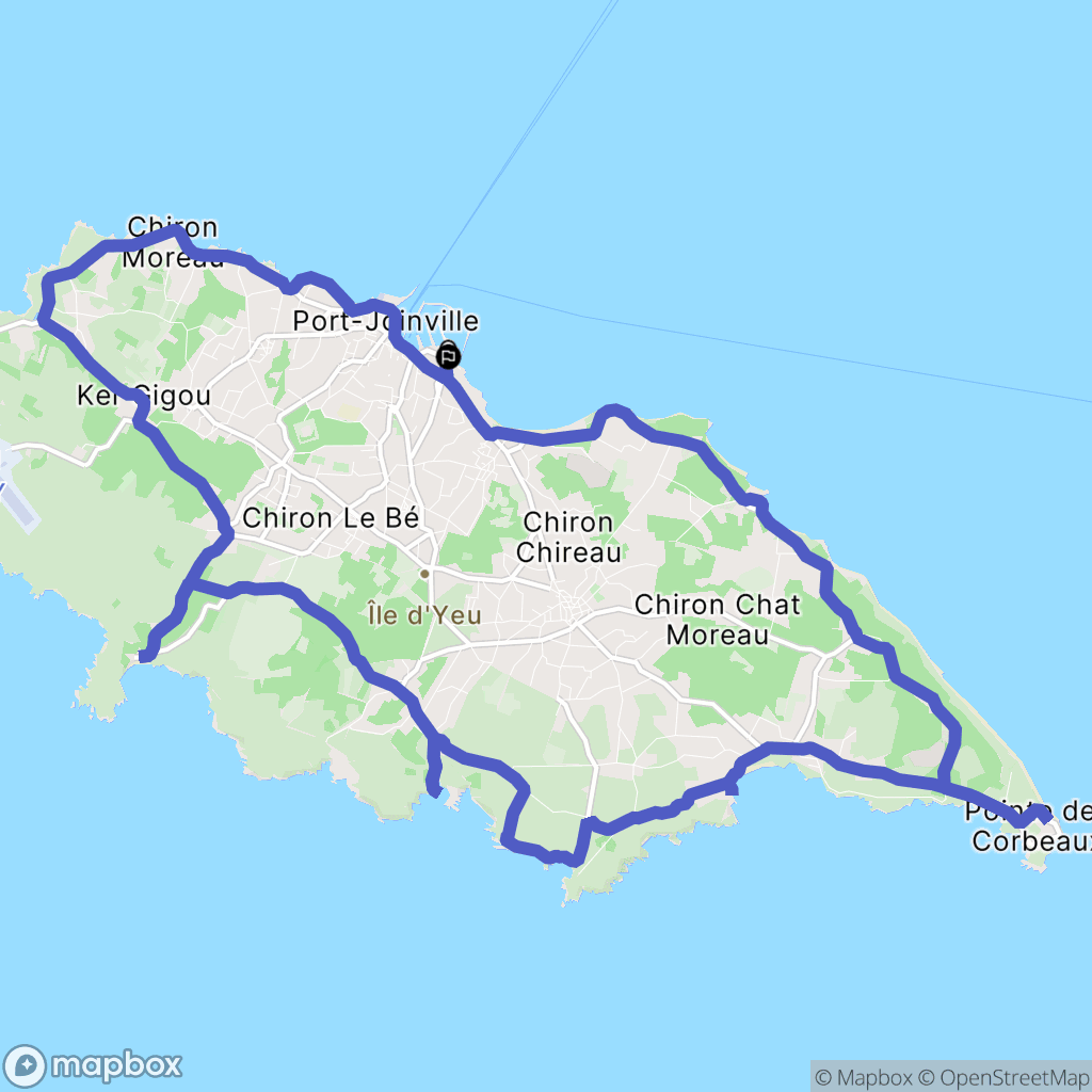 L'Île-d'Yeu : carte du parcours de randonnée - France