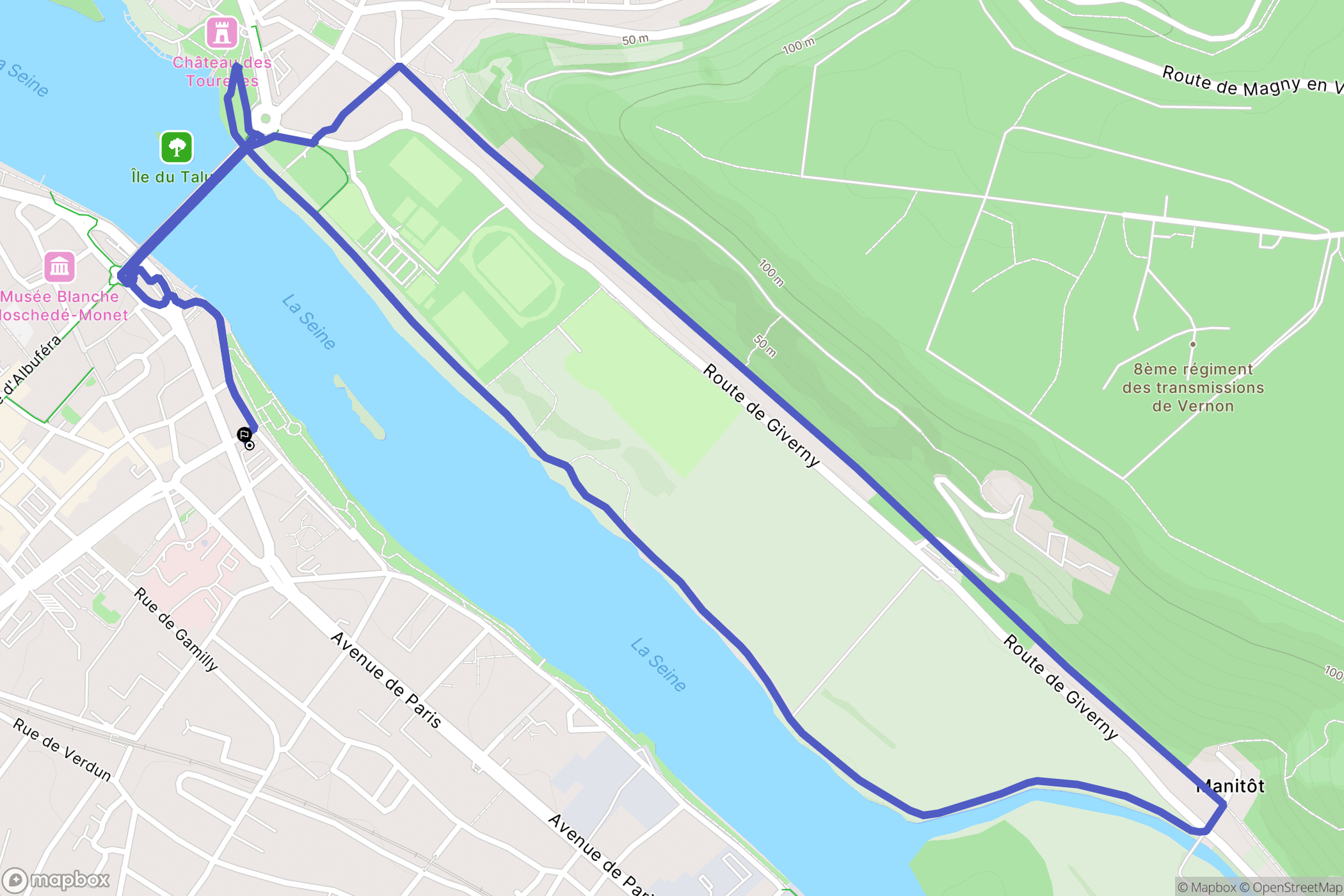 Vernon : carte du parcours de randonnée - France