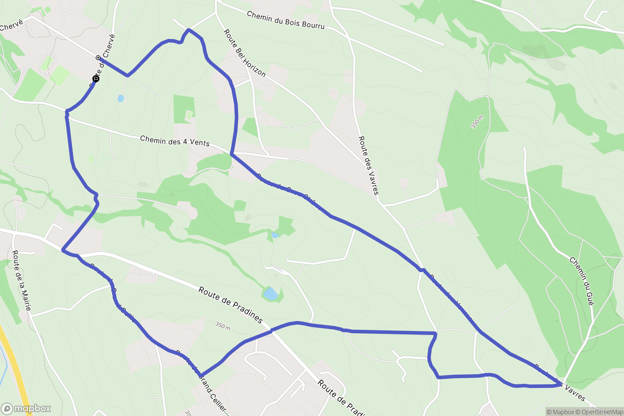 Perreux : carte du parcours de randonnée - France