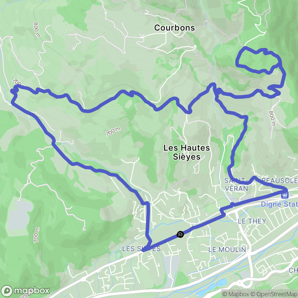 Digne-les-Bains : carte du parcours de randonnée - France