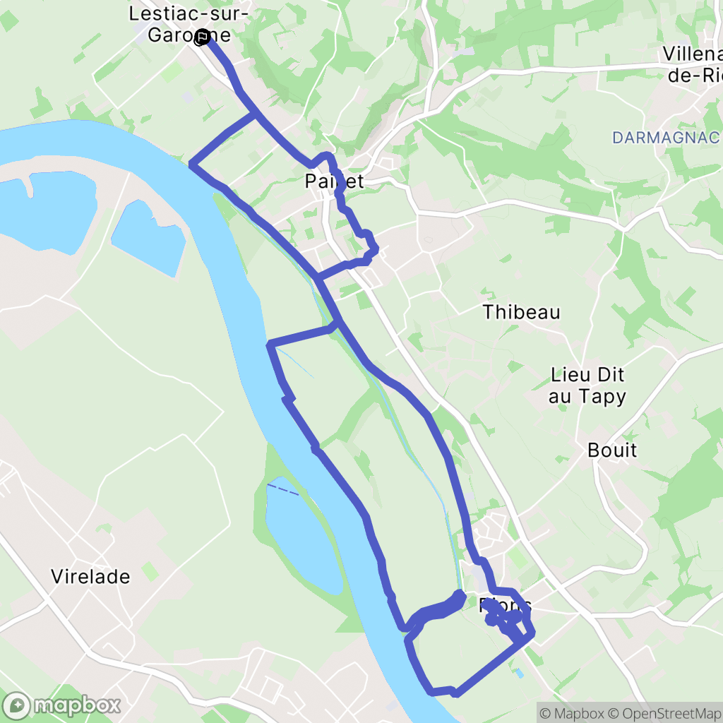 Lestiac-sur-Garonne : carte du parcours de randonnée - France