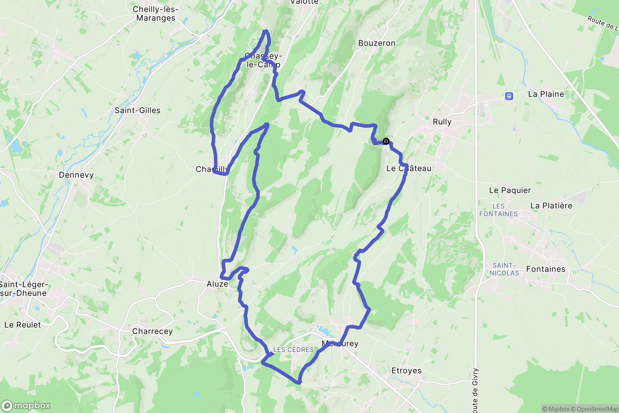Rully : carte du parcours de randonnée - France