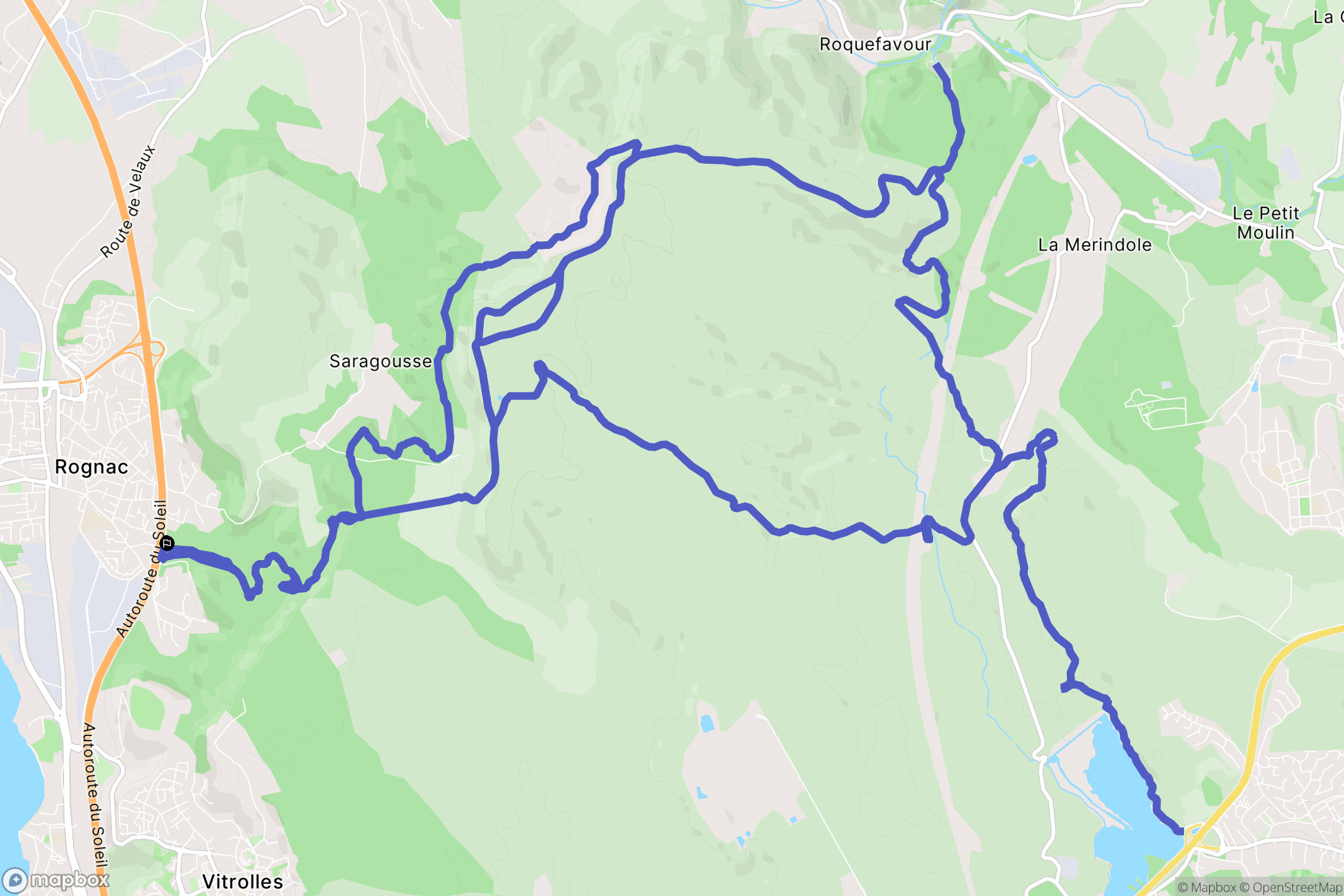 Rognac : carte du parcours de randonnée - France