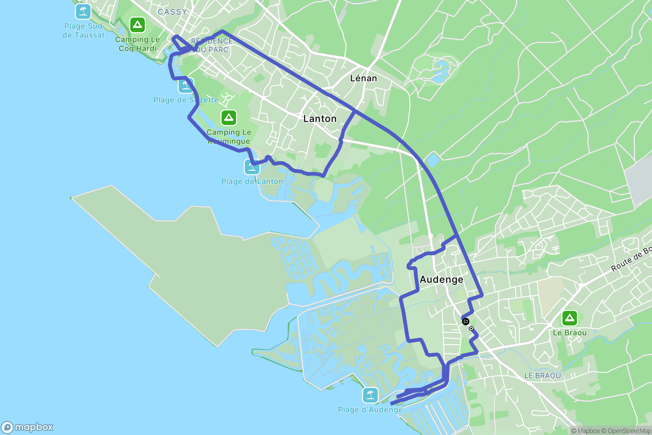 Audenge : carte du parcours de randonnée - France