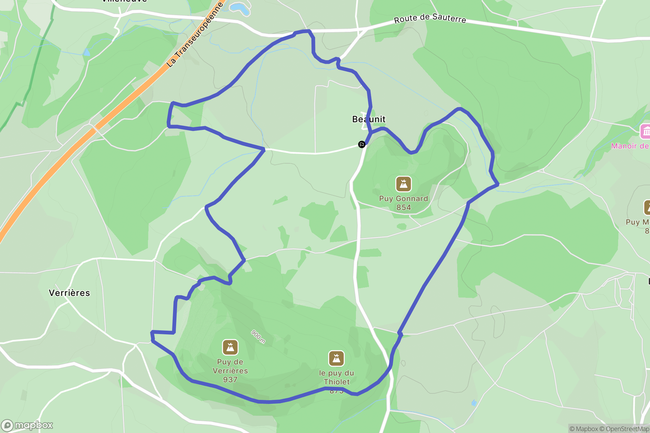 Charbonnières-les-Varennes : carte du parcours de randonnée - France