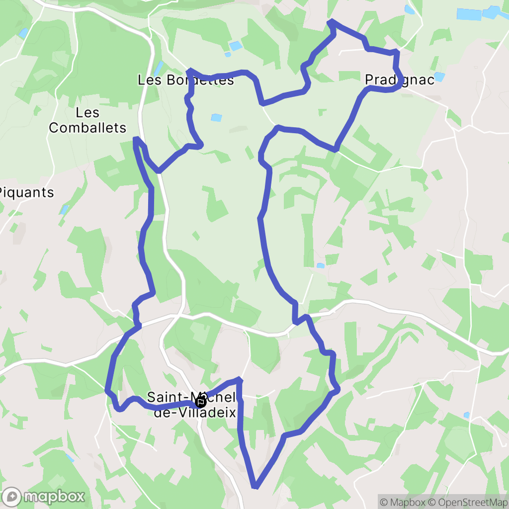 Saint-Michel-de-Villadeix : carte du parcours de randonnée - France