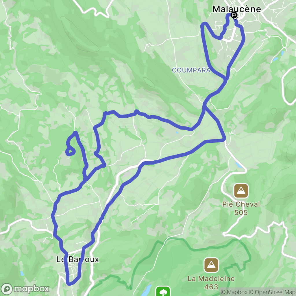 Malaucène : carte du parcours de randonnée - France