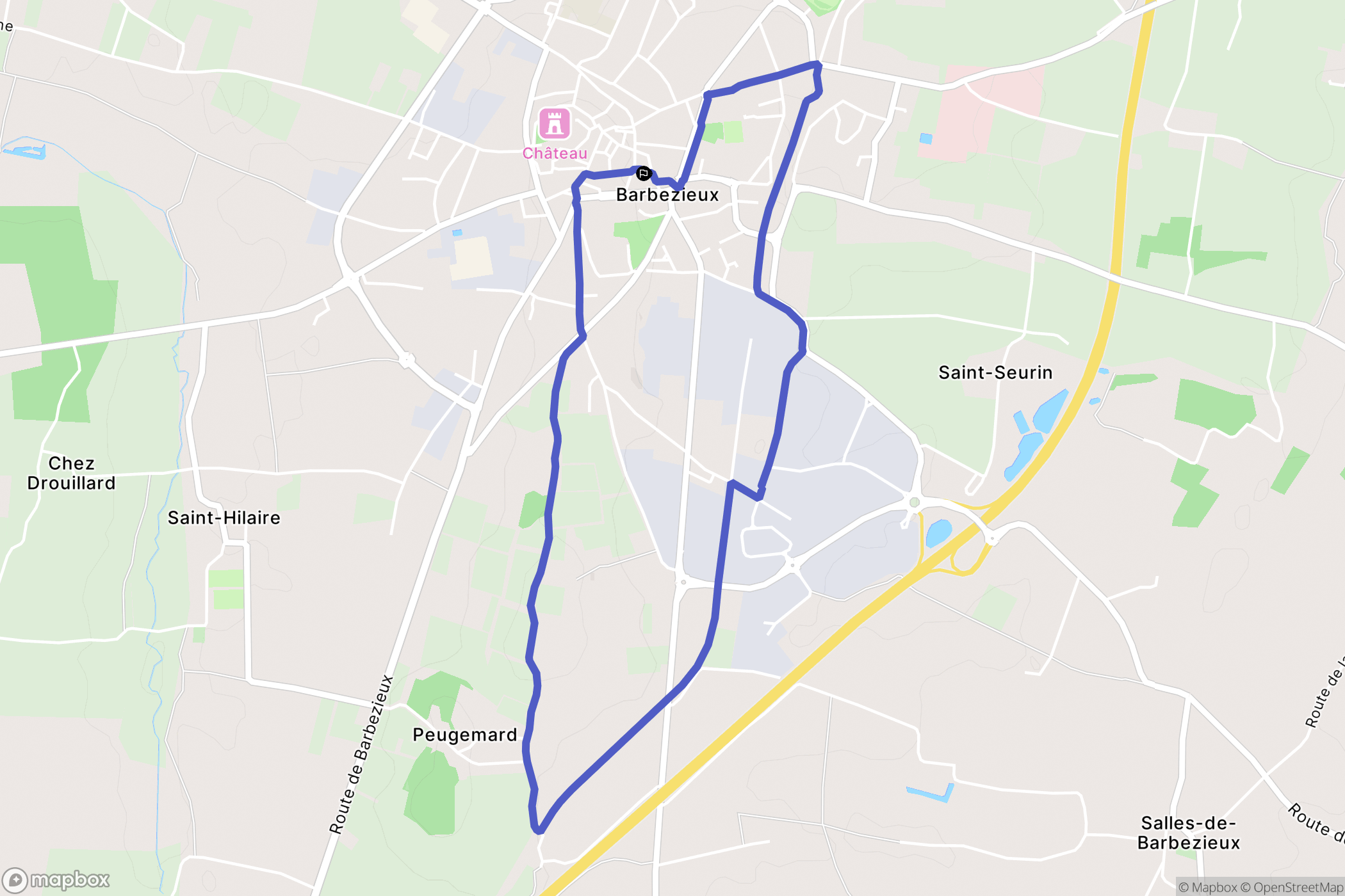 Barbezieux-Saint-Hilaire : carte du parcours de randonnée - France