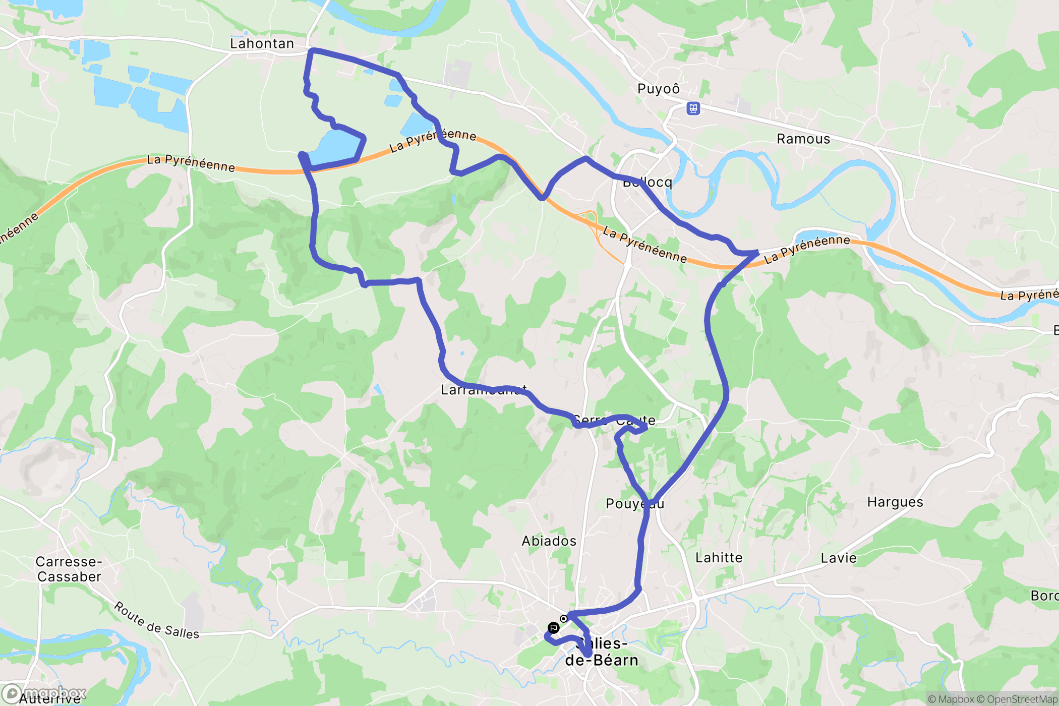 Salies-de-Béarn : carte du parcours de randonnée - France