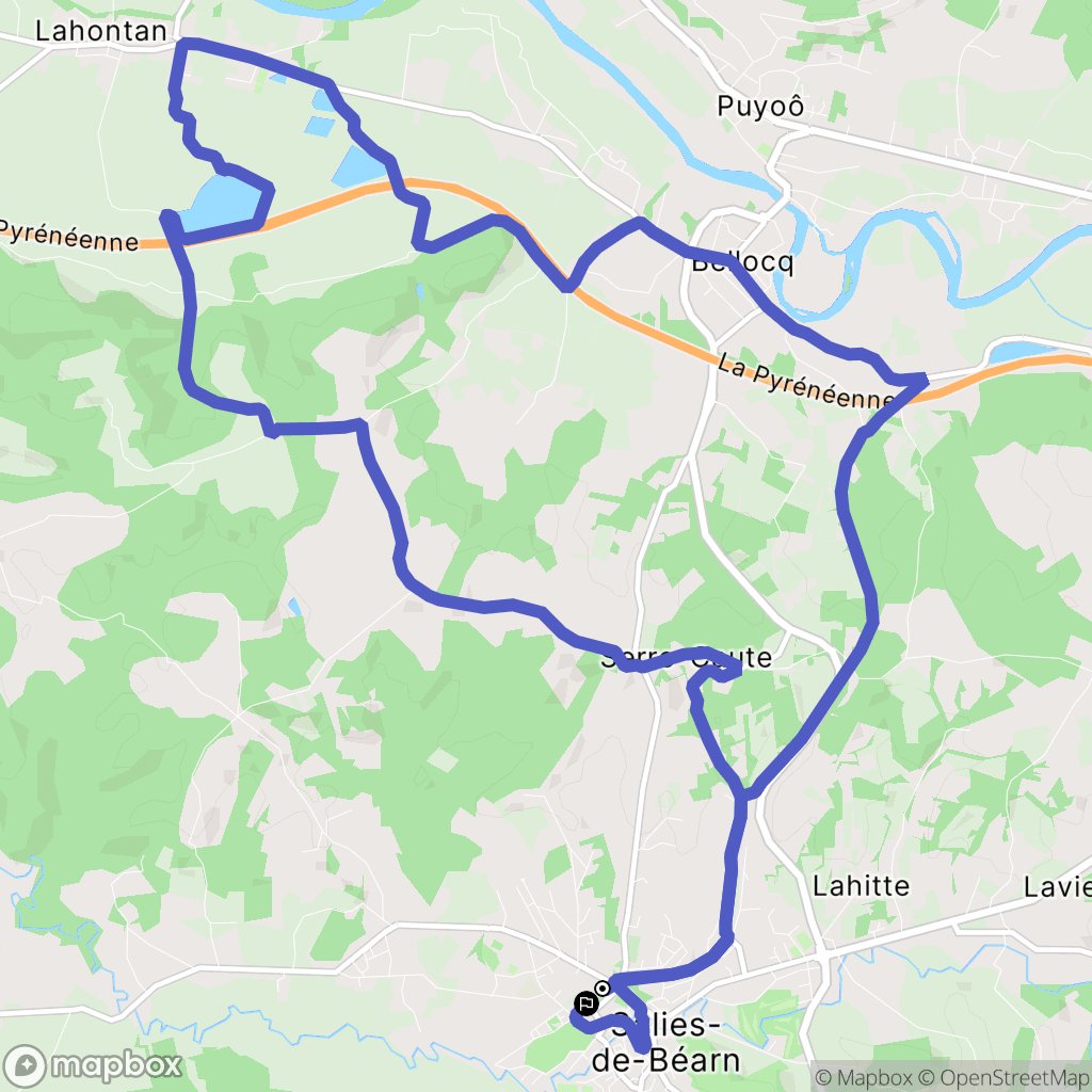 Salies-de-Béarn : carte du parcours de randonnée - France