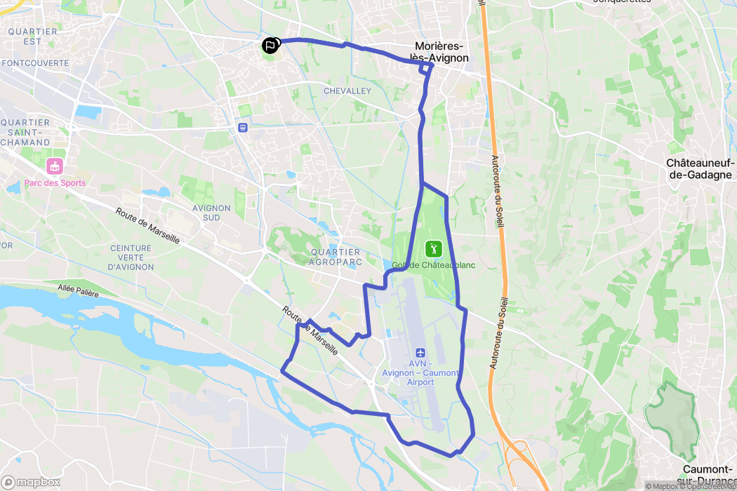 Avignon : carte du parcours de randonnée - France