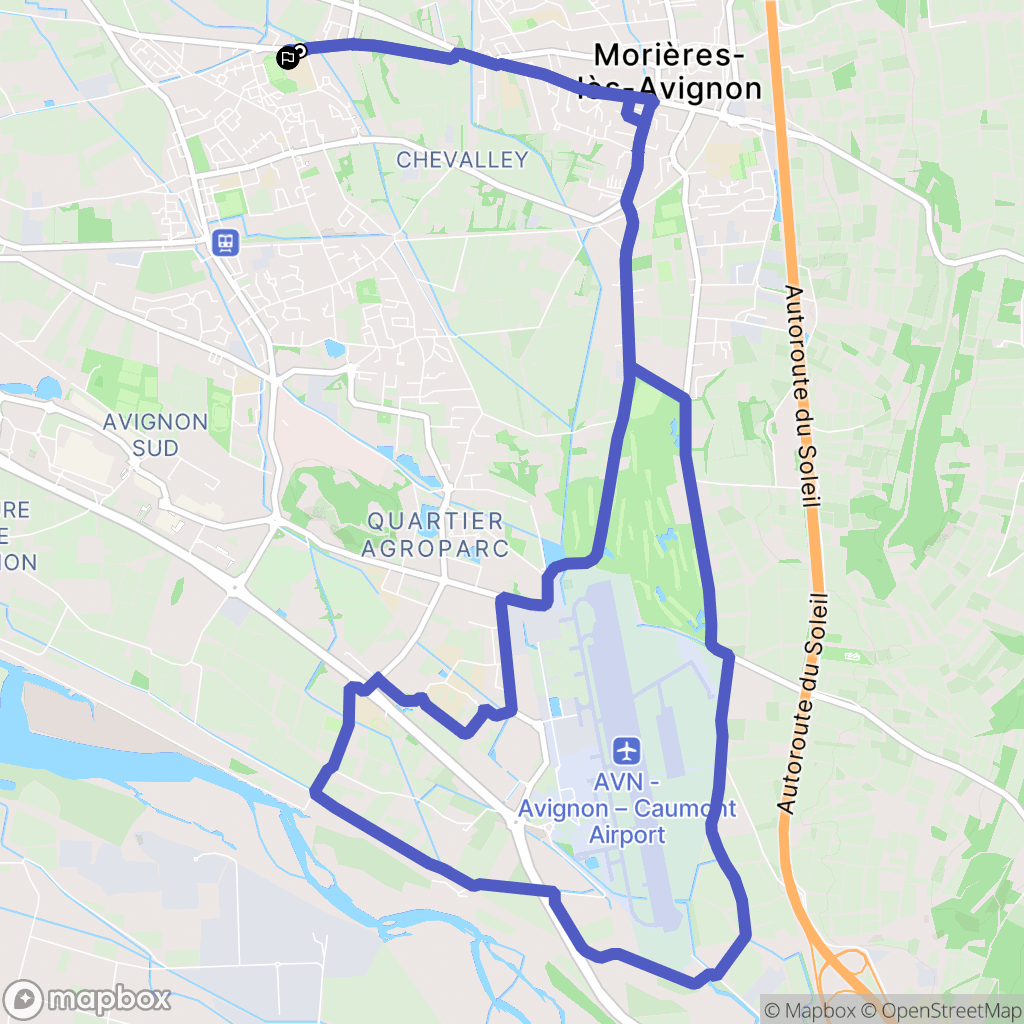 Avignon : carte du parcours de randonnée - France