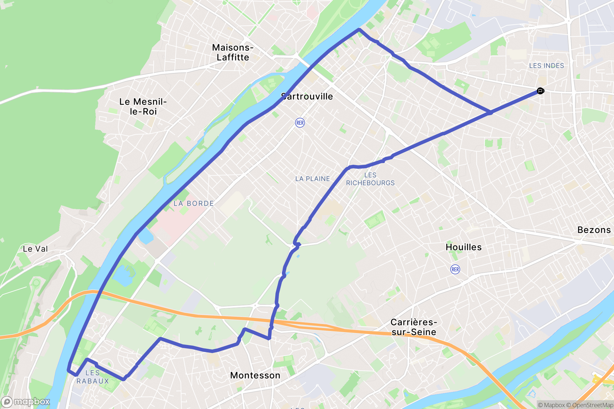 Sartrouville : carte du parcours de randonnée - France