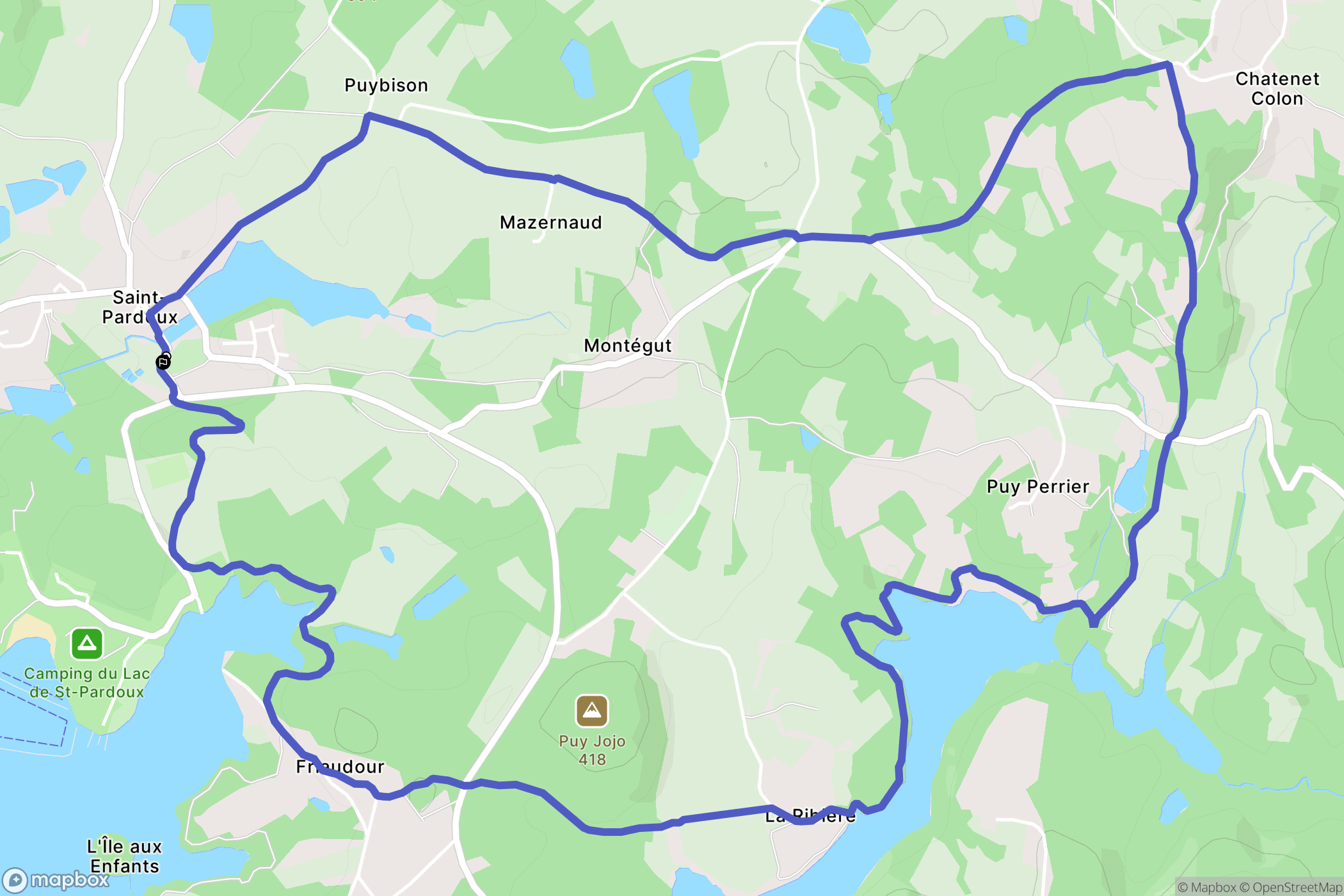 Saint-Pardoux-le-Lac : carte du parcours de randonnée - France