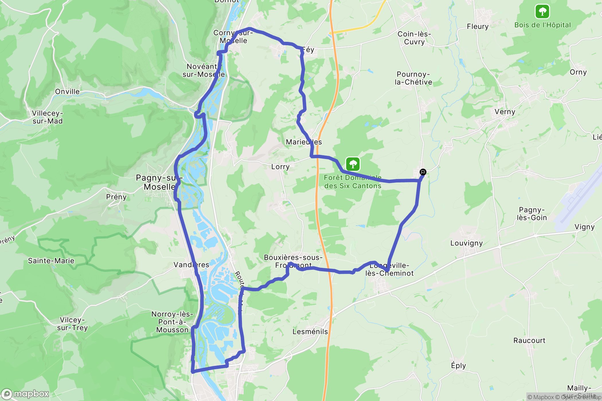 Sillegny : carte du parcours de randonnée - France