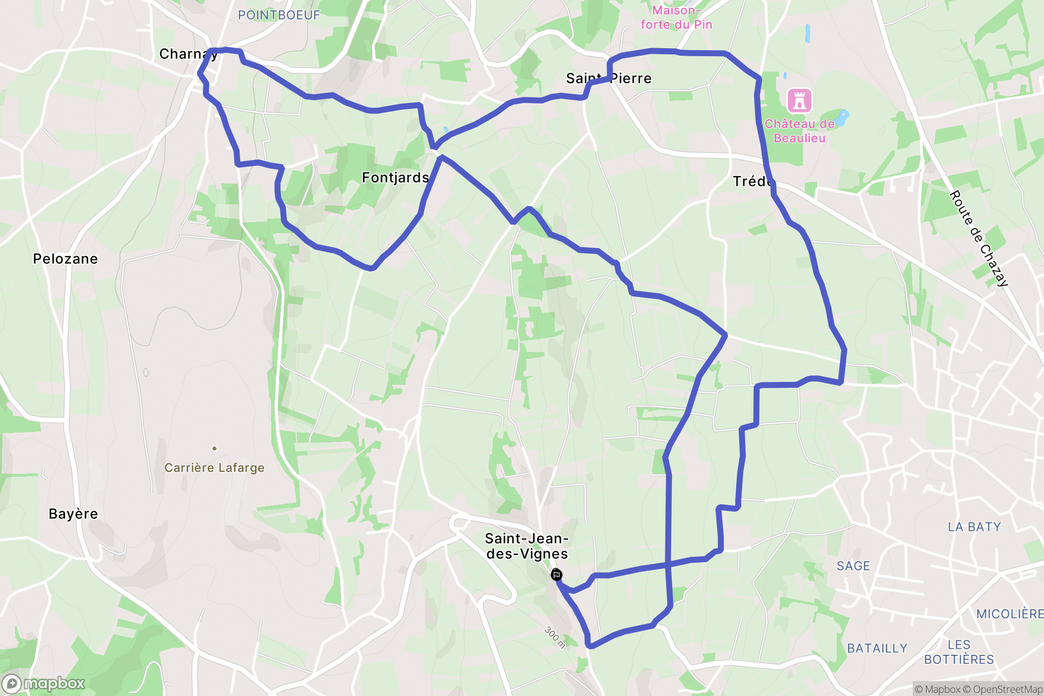 Saint-Jean-des-Vignes : carte du parcours de randonnée - France
