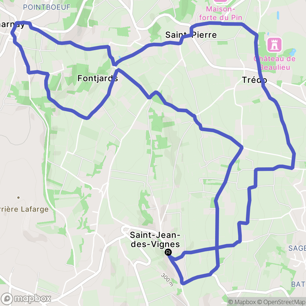 Saint-Jean-des-Vignes : carte du parcours de randonnée - France