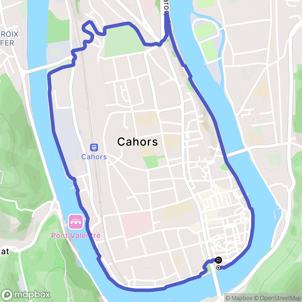 Cahors : carte du parcours de randonnée - France