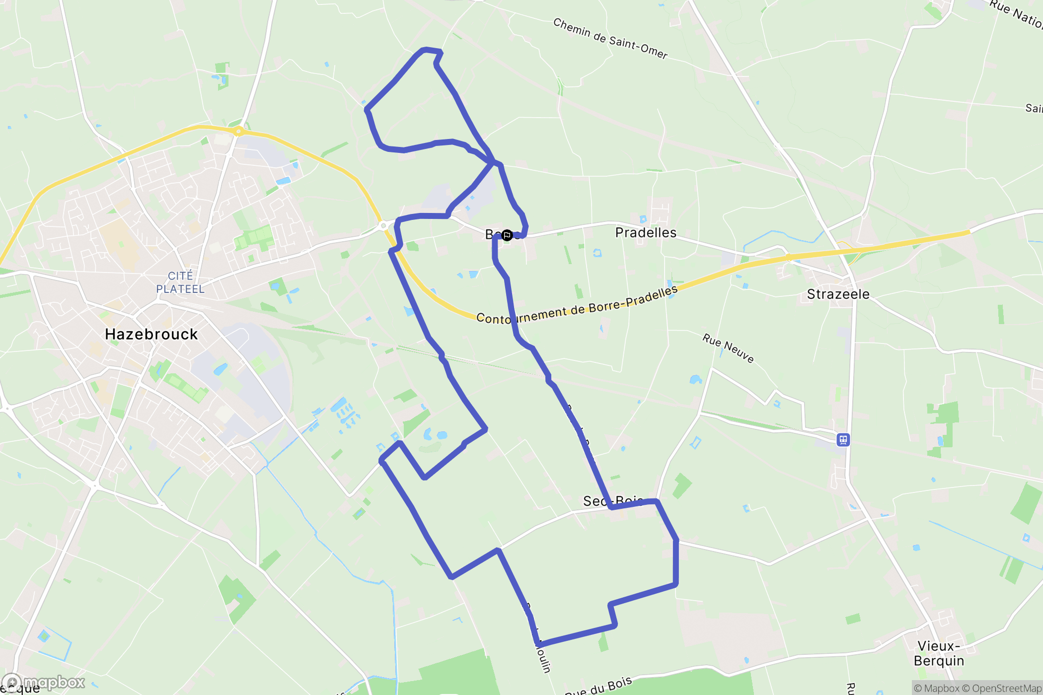 Borre : carte du parcours de randonnée - France