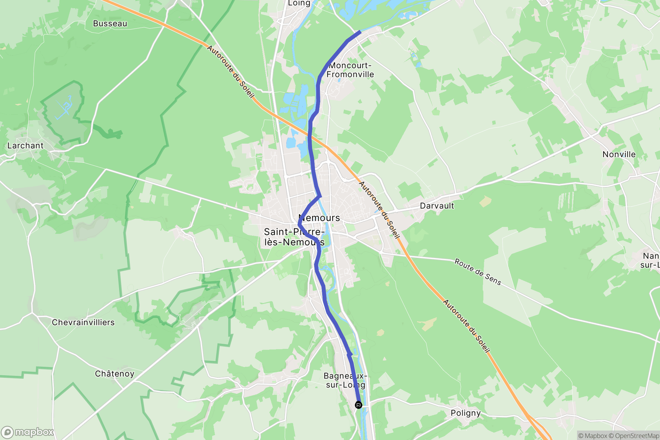 Bagneaux-sur-Loing : carte du parcours de randonnée - France