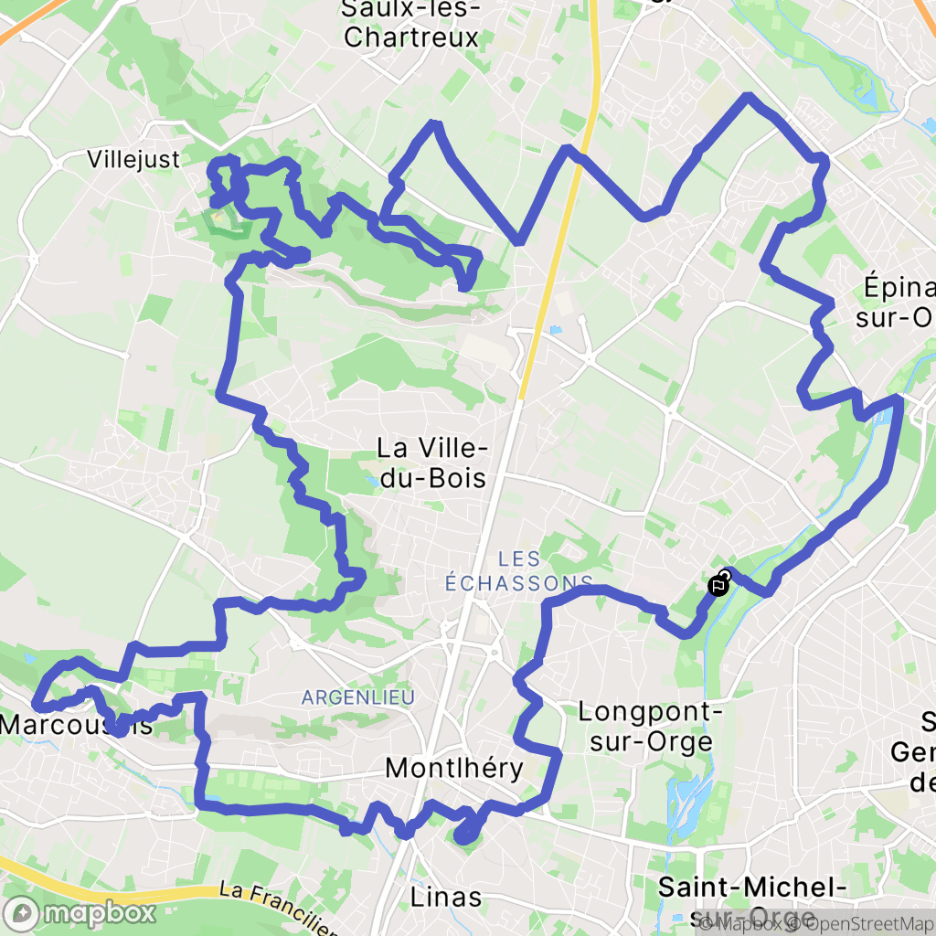 Villiers-sur-Orge : carte du parcours de randonnée - France