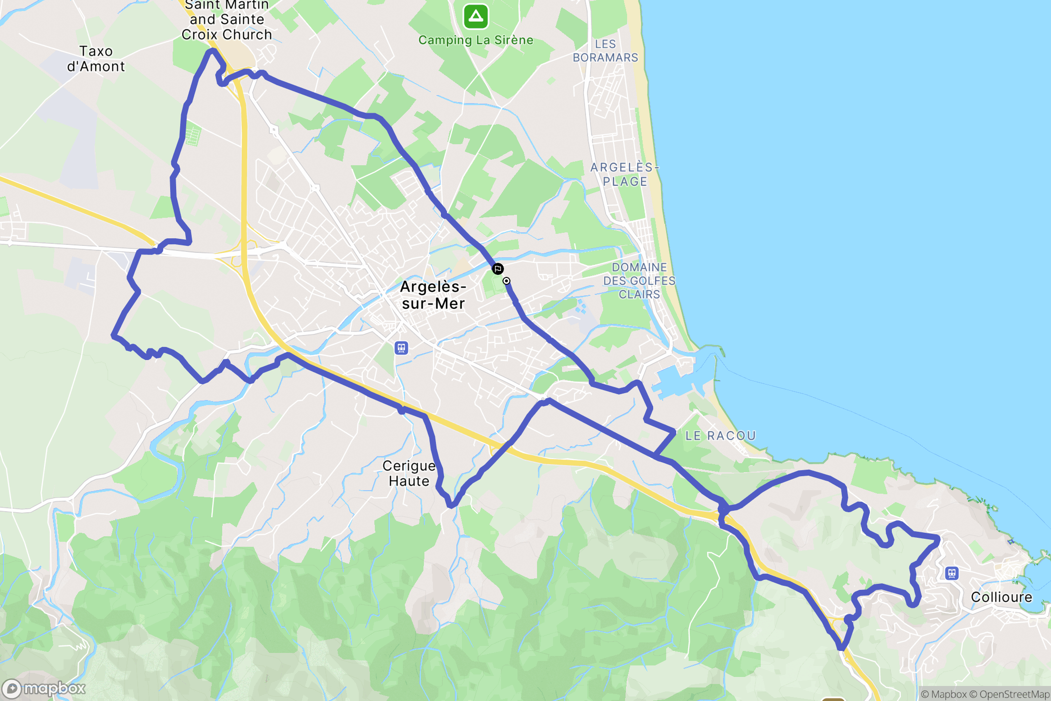 Argelès-sur-Mer : carte du parcours de randonnée - France