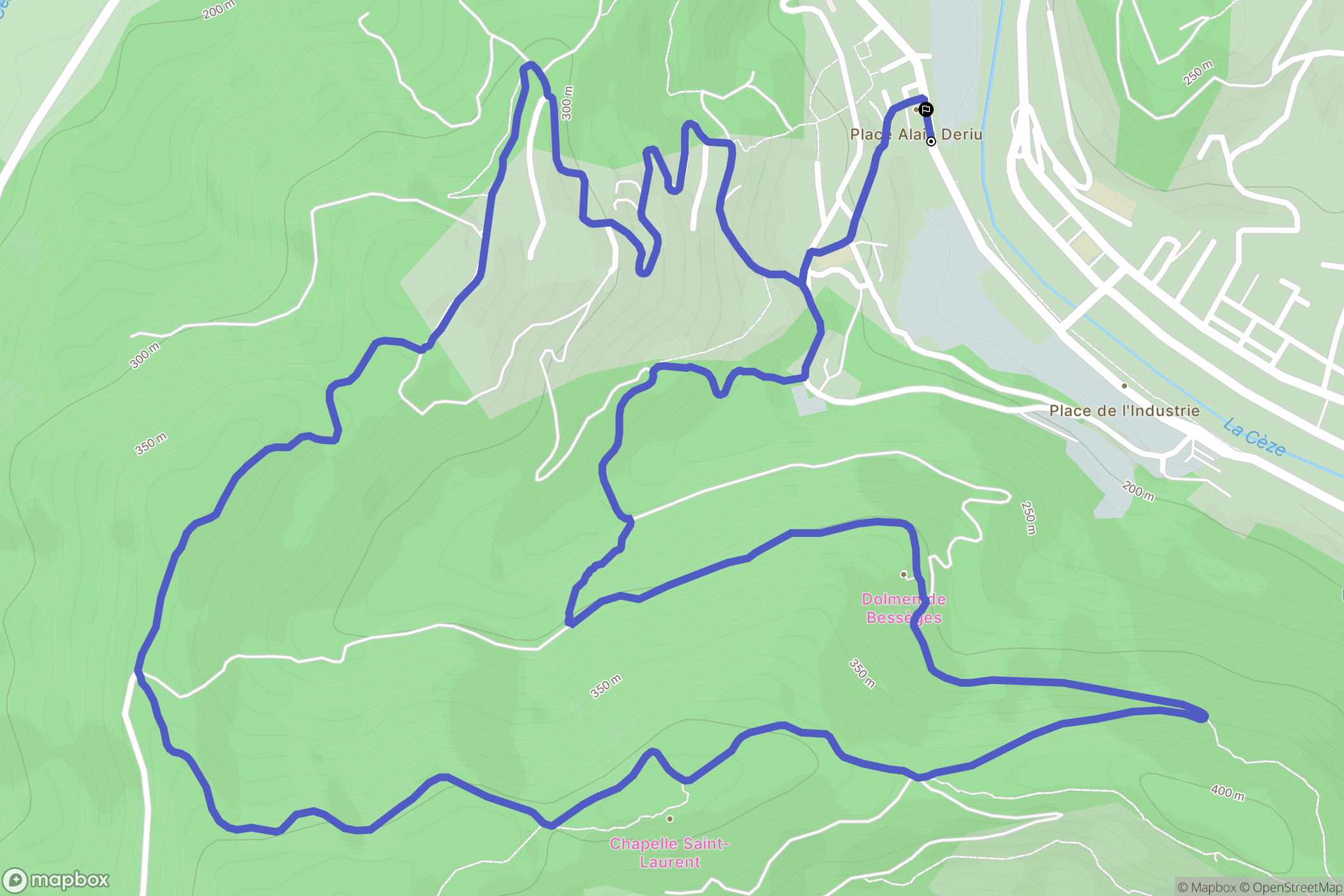 Bessèges : carte du parcours de randonnée - France