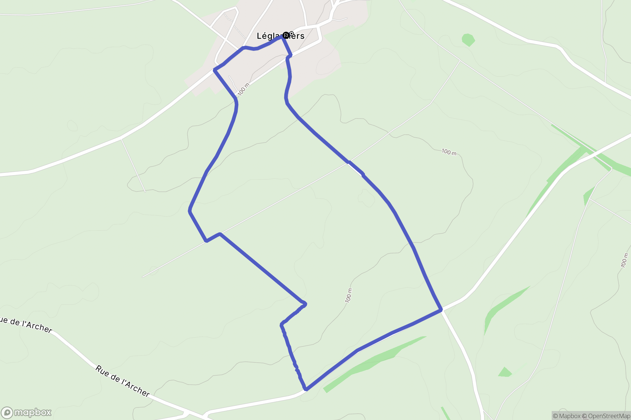 Léglantiers : carte du parcours de randonnée - France